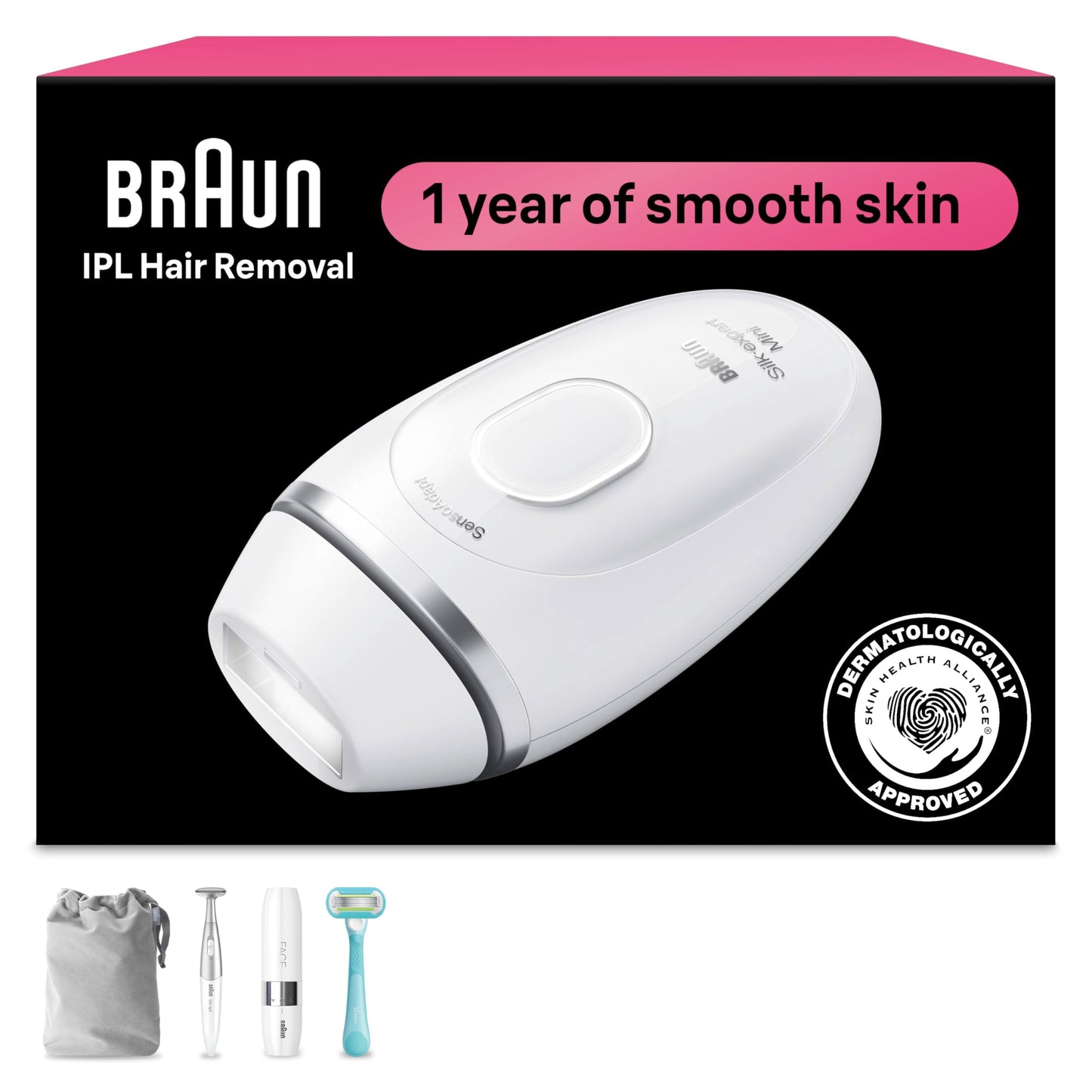 Braun IPL Mini Silk·Expert IPL1115, compact device, permanent hair reduction at home